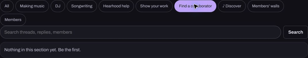 Find a collaborator selected with a search box and an empty section.